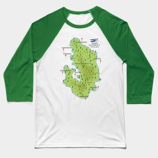 Peak District Map Baseball T-Shirt